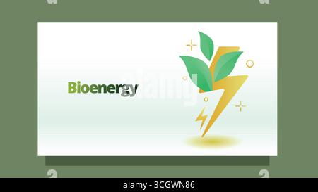 Bioenergiekonzept. Lichtenergie-Symbol mit abstrakten grünen Blättern. Gehen Sie grün Bewegungs-Web oder Präsentationsvorlage Vektor-Illustration Stock Vektor