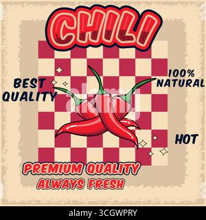 Schönes Design mit Chili- und Comic-Design in bunten Farben Stock Vektor