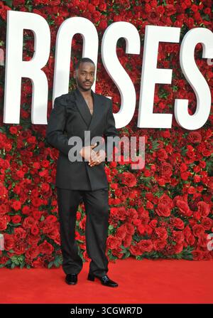 London, Großbritannien. August 2025. Ncuti Gatwa bei der britischen Filmpremiere „The Roses“, Odeon Luxe Leicester Square, Leicester Square, am Donnerstag, den 28. August 2025 in London, England, Großbritannien. CAP/CAN © CAN/Capital Pictures Credit: Capital Pictures/Alamy Live News Stockfoto