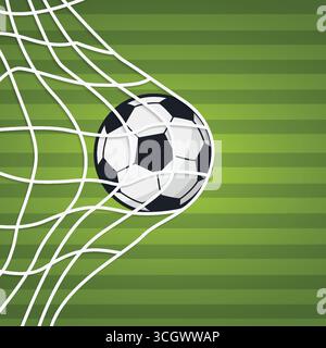 Fußball im Netz, Tor, Fußballspiel, Sportwettbewerb Stock Vektor