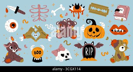 Niedliches Happy Halloween-Set Für Kinder Stock Vektor