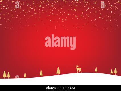 Roter Weihnachtshintergrund für Grußkarte. Vektorabbildung. Stock Vektor