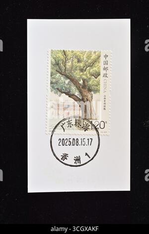 CHINA - CA. 2025: In China gedruckte Briefmarken zeigen Sondermarken von alten und berühmten Bäumen, ca. 2025. Stockfoto