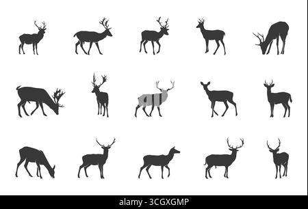 Hirsch Svg, Hirsch Silhouette, Hirsch Tier Silhouette, Hirsch Tier Svg, Wild Hirsch Svg, Hirsch-Vektor, Hirsch-Clipart, Hirsch-Symbol. Stock Vektor
