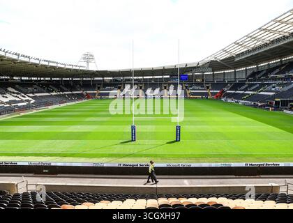 Rumpf, Großbritannien. 30. August 2025. Eine allgemeine Ansicht des MKM Stadions während des Spiels der Betfred Super League Runde 24 Hull FC gegen Leeds Rhinos im MKM Stadium, Hull, Großbritannien, 30. August 2025 (Foto: Richard Bierton/News Images) in Hull, Großbritannien am 30. August 2025. (Foto: Richard Bierton/News Images/SIPA USA) Credit: SIPA USA/Alamy Live News Stockfoto