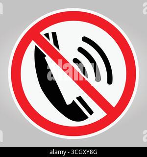 Diese Abbildung zeigt ein fettgedrucktes Schild ohne Telefonbenutzung mit einem roten Kreis und einem Schrägstrich über einem Telefonsymbol. Es gibt klare Einschränkungen für das Telefon usa Stock Vektor