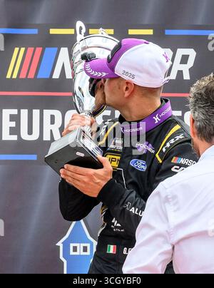 Most, Tschechische Republik. 30. August 2025. NASCAR Euro Series EuroNASCAR Pro Race, 30. August 2025 im Autodrom Most. Sieger Gianmarco Ercoli aus Italien im Master Alumitec Racing Team. Quelle: Ondrej Hajek/CTK Photo/Alamy Live News Stockfoto