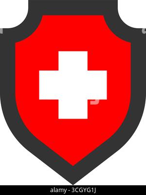 Roter medizinischer Schild mit weißem Kreuz. Vektorabbildung Stock Vektor