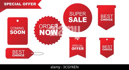Sonderangebot und Super-Sale-Labels für Promotion und Marketing Stock Vektor