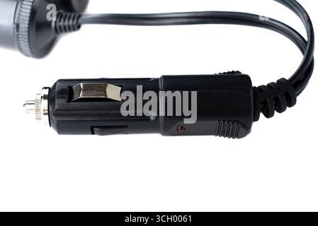 Steckverbinder für Zigarettenanzünder isoliert auf weißem Hintergrund. Kopierbereich. Stockfoto