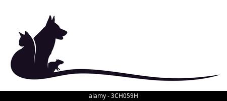 Das Symbol mit den Silhouetten von Haustieren. Stock Vektor