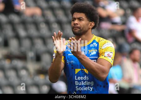 Rumpf, Großbritannien. 30. August 2025. MKM Stadium, West Park, Hull, East Yorkshire, 30. August 2025. Betfred Super League Hull FC gegen Leeds Rhinos Kallum Watkins of Leeds Rhinos Credit: Touchlinepics/Alamy Live News Stockfoto