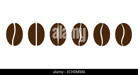 Kaffeebohnen-Set. Symbol für Kaffeebohnen auf weißem Hintergrund. Vektorabbildung Stock Vektor