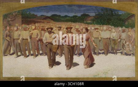 Bozzetto per il Quarto Stato (Skizze für das vierte Anwesen) (1899) von Giuseppe Pellizza da Volpedo (1868-1907), Öl auf Leinwand, cm. 69 x 119,5. Stockfoto