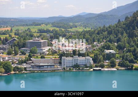Hotels am Bleder See, Slowenien Stockfoto
