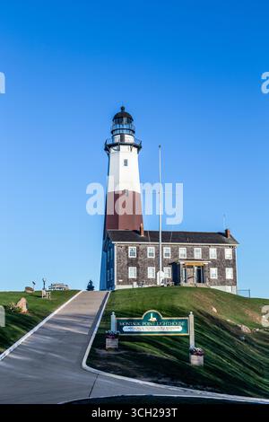 Montauk, USA - 26. Oktober 2015: Montauk Point Light, Leuchtturm, Long Island, New York, Suffolk County Stockfoto