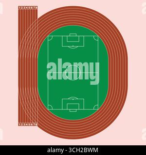 Fußballfeld-Vektorillustration mit Laufbereich Stock Vektor