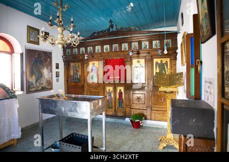 Agios Loannis Kapelle auf Skopelos, eine beliebte Touristenattraktion, die durch den Mamma Mia Film berühmt wurde. Skopelos ist eine griechische Insel in der westlichen Ägäis Stockfoto