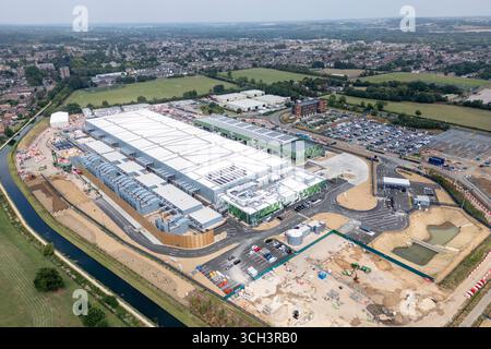 Luftaufnahme des im Bau befindlichen neuen Google-Rechenzentrums (Juli 2025), Waltham Cross, Großbritannien Stockfoto
