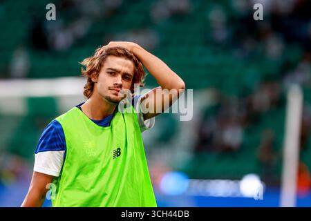 Lissabon, Portugal. 30. August 2025. Rodrigo Mora vom FC Porto während des Liga Portugal Betclic Spiels zwischen Sporting CP und FC Porto im Estadio Jose Alvalade in Lissabon am 30. August 2025. Liga Portugal Betclic - Sporting CP vs FC Porto (Valter Gouveia/SPP) Credit: SPP Sport Pressefoto. /Alamy Live News Stockfoto