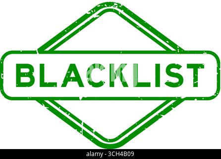Grunge grüne schwarze Liste Wort Gummisiegelstempel auf weißem Hintergrund Stock Vektor