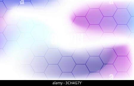 Abstrakter mehrfarbiger, fließender Farbverlauf mit sechseckiger Textur. Sechseckiges abstraktes Tech-Banner für Gaming-Vektor. Stock Vektor