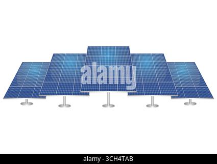Sonnenkollektor. Solarenergie. Solarzelle isoliert auf weißem Hintergrund. Vektorabbildung. Stock Vektor
