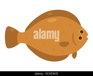 Zeichentrick-Symbol für Heilbutt. Einfache flache Farbe Vektor Stil Fisch Illustration. Stock Vektor