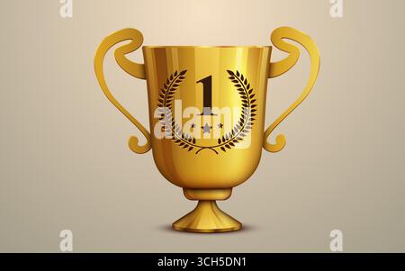 Realistische Goldene Trophäe. Award Cup. Vektorabbildung Stock Vektor
