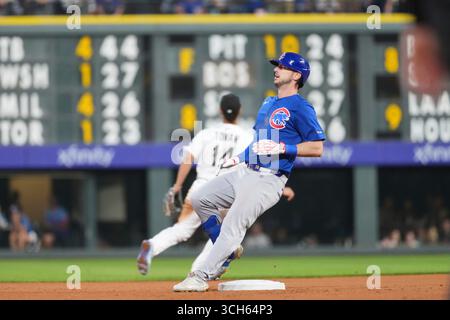 August 30 2025: Chicago Right Fielder Kyle Tucker (30) Dies ist ein Doppelspiel während des Spiels zwischen den Chicago Cubs und den Colorado Rockies, das im Coors Field in Denver Co. Stattfand. David Seelig/Cal Sport Medi Stockfoto