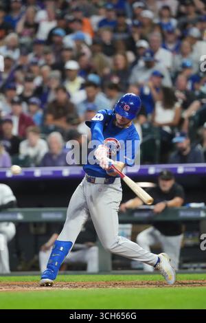 August 30 2025: Chicago Right Fielder Kyle Tucker (30) Dies ist ein Doppelspiel während des Spiels zwischen den Chicago Cubs und den Colorado Rockies, das im Coors Field in Denver Co. Stattfand. David Seelig/Cal Sport Medi Stockfoto