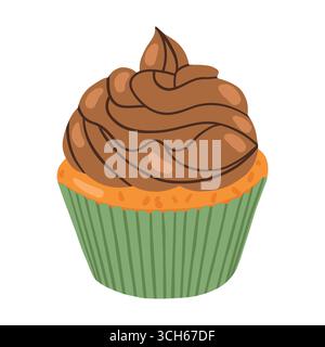 Köstliche Cupcake-Ikone mit Schokoladencreme. Dessert Vektor Illustration Design. Muffin isoliert auf weißem Hintergrund. Stock Vektor