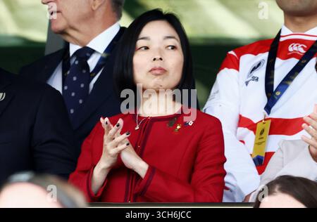 Exeter, Devon, Großbritannien. 31. August 2025. Prinzessin Akiko von Mikasa besucht das Rugby World Cup-Spiel Neuseeland gegen Japan im Sandy Park, Exeter, Devon, Großbritannien. Hinweis: Nidpor/Alamy Live News Stockfoto