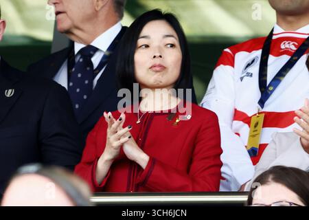 Exeter, Devon, Großbritannien. 31. August 2025. Prinzessin Akiko von Mikasa besucht das Rugby World Cup-Spiel Neuseeland gegen Japan im Sandy Park, Exeter, Devon, Großbritannien. Hinweis: Nidpor/Alamy Live News Stockfoto