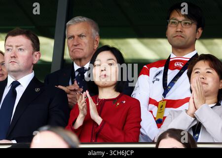 Exeter, Devon, Großbritannien. 31. August 2025. Prinzessin Akiko von Mikasa besucht das Rugby World Cup-Spiel Neuseeland gegen Japan im Sandy Park, Exeter, Devon, Großbritannien. Hinweis: Nidpor/Alamy Live News Stockfoto