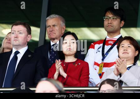 Exeter, Devon, Großbritannien. 31. August 2025. Prinzessin Akiko von Mikasa besucht das Rugby World Cup-Spiel Neuseeland gegen Japan im Sandy Park, Exeter, Devon, Großbritannien. Hinweis: Nidpor/Alamy Live News Stockfoto