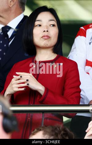 Exeter, Devon, Großbritannien. 31. August 2025. Prinzessin Akiko von Mikasa besucht das Rugby World Cup-Spiel Neuseeland gegen Japan im Sandy Park, Exeter, Devon, Großbritannien. Hinweis: Nidpor/Alamy Live News Stockfoto
