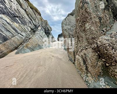 Impressionen von Whitesands Beach in der Nähe von St. Davids in Pembrokeshire, Wales Stockfoto