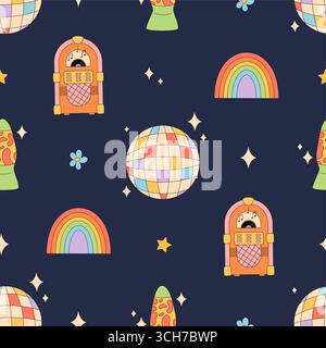 Grooviges Retro Seamless Music Disco Pattern Stock Vektor