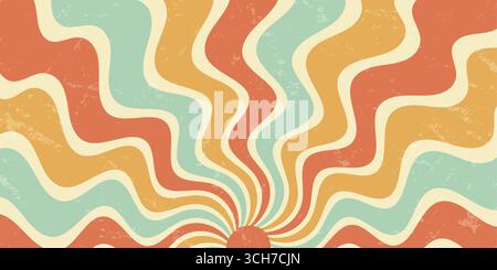 Retro Groovy Abstrakte Sonne Burst Wave Stock Vektor