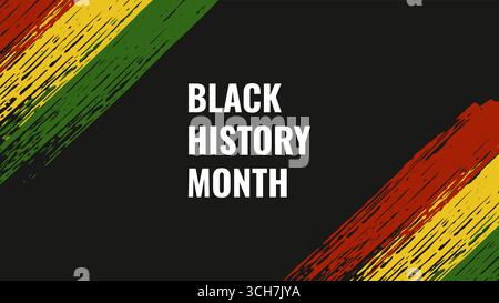 Black History Month Afroamerikanischer Geschichtskartenfeier. Rote gelbe grüne Farbe. Poster-Design für Webseitenbanner. Vektor. Stock Vektor