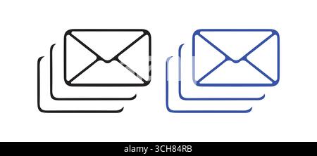 Symbolsatz für Postumschläge – E-Mail-Symbol im durchgehenden und konturierten Stil für Kommunikations- und Messaging-Design Stock Vektor