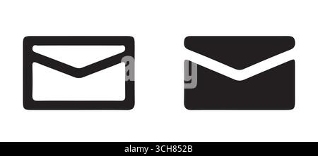 Symbolsatz für Postumschläge – E-Mail-Symbol im durchgehenden und konturierten Stil für Kommunikations- und Messaging-Design Stock Vektor