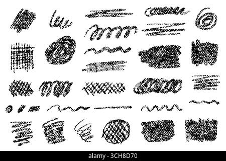 Handgezeichnete Kreide- und Buntstifte mit Grunge-Textur. Kritzelnde Konturen und skizzierte Unterstriche für Hervorhebungen, Notizen und Design Stock Vektor