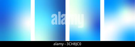 Set mit blauen Verlaufshintergründen. Sanfte Texturen im vertikalen Winterhimmel. Abstrakte Muster am Weihnachtshimmel. Hintergrund für Poster mit minimaler Abstufung. Vektor weich Stock Vektor