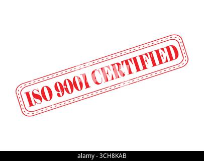 Eine nach ISO 9001 zertifizierte Gummidichtung mit Umriss Stock Vektor