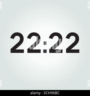 Zahlenfolge 22:22 auf Digitalanzeige, Spiegelstunde, symmetrische Zahlen, Zeitbegriff, Schicksal, Synchronität, Numerologie Stock Vektor