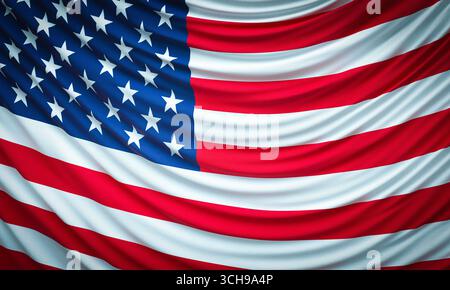 Nahaufnahme des 3D-Hintergrunds der amerikanischen Flagge Stockfoto