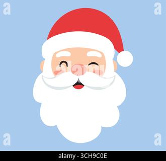 Niedlicher Weihnachtsmann-Kopf, flaches Design. Vektorabbildung Stock Vektor