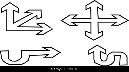 Titel durchgehende einzeilige Zeichnung des Pfeilsatzes Symbol durchgehende einzeilige Grafik Pfeil Design Vektor-Illustration. Stock Vektor